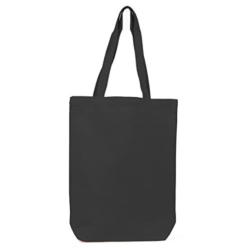 BIDBI Unisex Premium Baumwolle Canvas Shopper Tasche Wiederverwendbare Einkaufstasche (1 Stück), Schwarz, Einheitsgröße, Premium Baumwoll-Leinen-Einkaufstasche von BIDBI