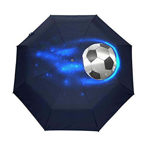 Bigjoke Regenschirm, 3-fach faltbar, automatischer Öffnung, für Sport, Fußball, winddicht, Reise-Regenschirm, kompakt für Jungen, Mädchen, Männer, Frauen von BIGJOKE