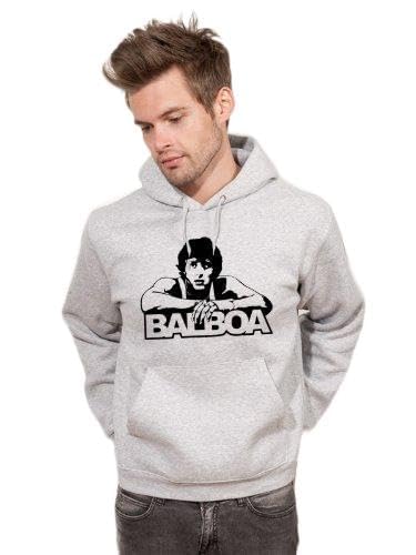 BIGTIME.de Kapuzenpullover Sylvester Stallone Rocky Balboa sports grey Hoody E142 Gr. XL von BIGTIME.de