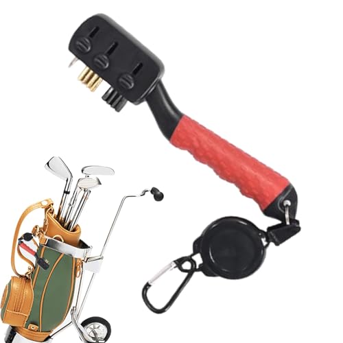 BIGUD Golfschlägerbürste, Golfballreiniger,Golfschläger-Schrubbbürste zum Reinigen - Golf-Reinigungsbürste, Rillenreiniger-Werkzeug, Golf-Rillenreiniger mit Karabinerhaken von BIGUD