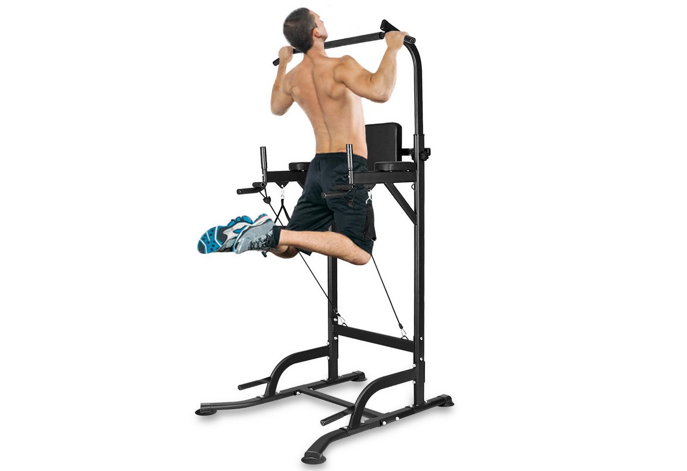 BIGZZIA Trainingsstation Fitnessstation Kraftstation mit Klimmzugstange für zu Hause, höhenverstellbar 180 - 230 cm, Belastbarkeit 150 kg von BIGZZIA