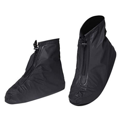 BIISDOST Regen, rutschfeste Abdeckungen Wiederverwendbare Schuhe Bedecken eine wasserdichte Unisex-Stiefel Winter-Compatible with Motorradjacken Für Damen (Black, L) von BIISDOST