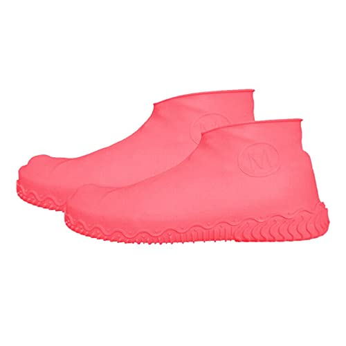 BIISDOST wasserdichte Schuhe -Rutsch-Heißlatex-Überschuhe Überschuhe Wiederverwendbarer Regenstiefel Regenschutz Poncho-Decke (Red, One Size) von BIISDOST