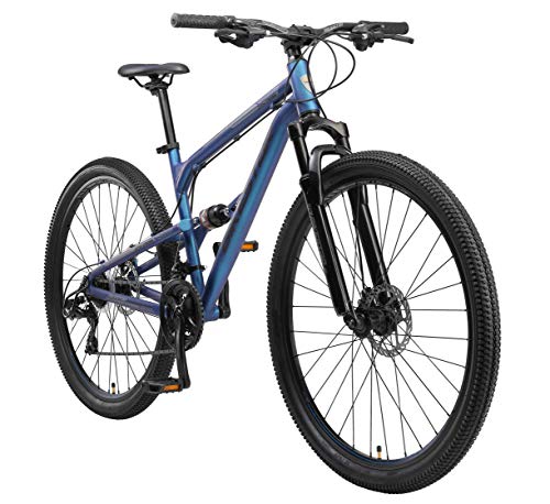 BIKESTAR Fully Aluminium Mountainbike Shimano 21 Gang Schaltung, Scheibenbremse 29 Zoll Reifen | 17.5 Zoll Rahmen Alu MTB Vollgefedert | Blau von BIKESTAR