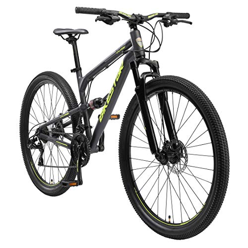 BIKESTAR Fully Aluminium Mountainbike Shimano 21 Gang Schaltung, Scheibenbremse 29 Zoll Reifen | 17.5 Zoll Rahmen Alu MTB Vollgefedert | Schwarz von BIKESTAR