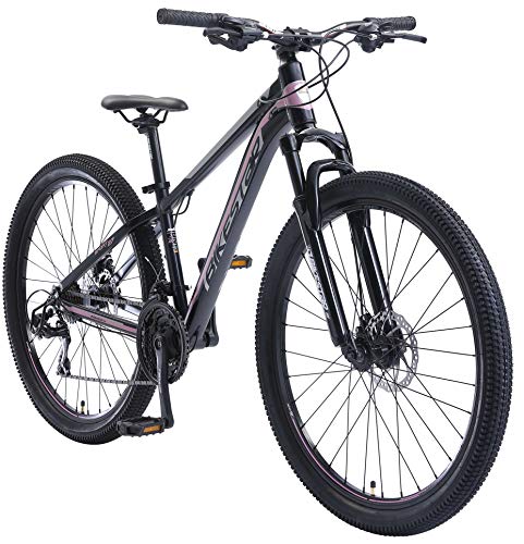 BIKESTAR Hardtail Aluminium Mountainbike Shimano 21 Gang Schaltung, Scheibenbremse 27.5 Zoll Reifen | 14 Zoll Rahmen Alu MTB | Blau Rosa von BIKESTAR