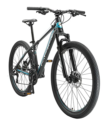 BIKESTAR Hardtail Aluminium Mountainbike Shimano 21 Gang Schaltung, Scheibenbremse 27.5 Zoll Reifen | 16 Zoll Rahmen Alu MTB | Schwarz Blau von BIKESTAR