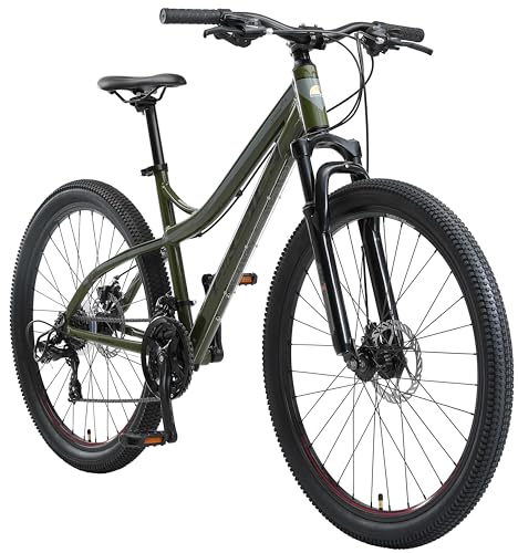 BIKESTAR Hardtail Aluminium Mountainbike Shimano 21 Gang Schaltung, Scheibenbremse 27.5 Zoll Reifen | 17 Zoll Rahmen Alu MTB | Oliv & Grau von BIKESTAR