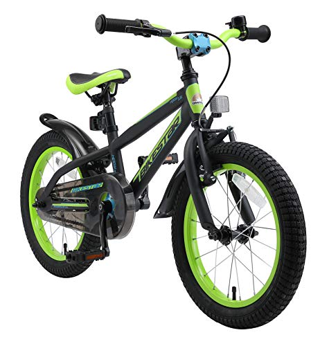 BIKESTAR Kinderfahrrad 16 Zoll für Mädchen und Jungen ab 4-5 Jahre | 16er Kinderrad Mountainbike | Fahrrad für Kinder Schwarz & Grün | Risikofrei Testen von BIKESTAR