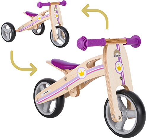 BIKESTAR Mini Kinder Laufrad Holz Lauflernrad mit DREI Rädern für Jungen und Mädchen ab 1 – 1,5 Jahre | 2 in 1 Kinderlaufrad | Kleine Prinzessin | Risikofrei Testen von BIKESTAR