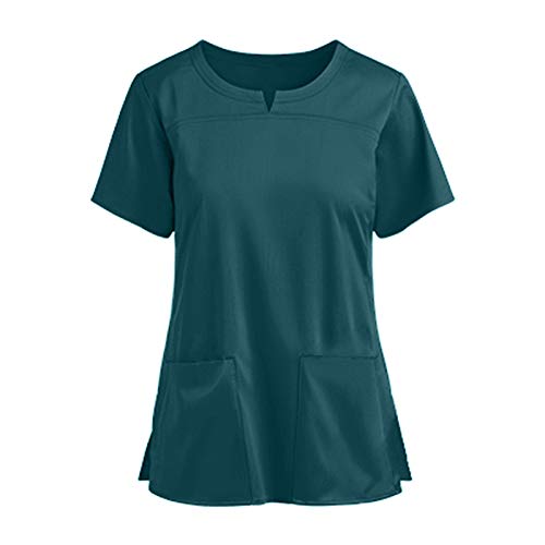 BIKETAFUWY Kurzärmelige Damen Oberteile mit V-Ausschnitt Pflegekräfte Kittel Damen Berufsbekleidung Pflege Bluse T-Shirts Schlupfkasack Krankenpfleger Uniformen von BIKETAFUWY