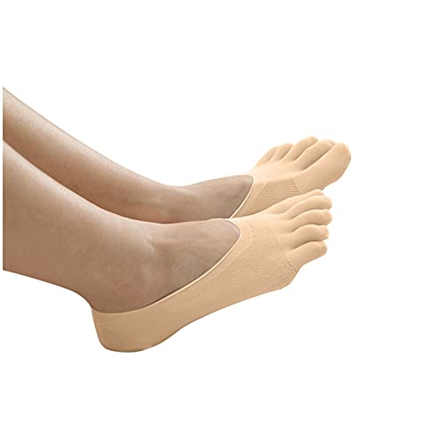 BIKETAFUWY Zehensocken 5 Paar Damen Five Toes Ankle Liner Anti-Rutsch-Anti-Reibungs-Mesh Atmungsaktive Socken Dünne Fünf Zehensocken Kompressionsstrümpfe von BIKETAFUWY