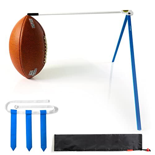 BILLADEKIO™ Kicking Tee - Field Goal Holder in Blau, Rot oder Orange - tragbar für alle Ballgrößen - komplett mit Fußballflagge (blau) von BILLADEKIO