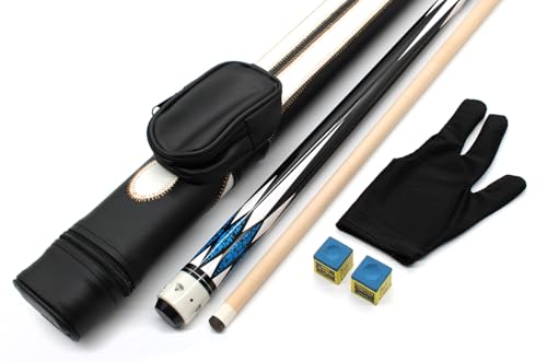 BILMAG Billard Queue Set Komplettset Black Diamond, 147cm Queue mit Köcher, Handschuh und Kreide (Diamond - Blau) von BILMAG