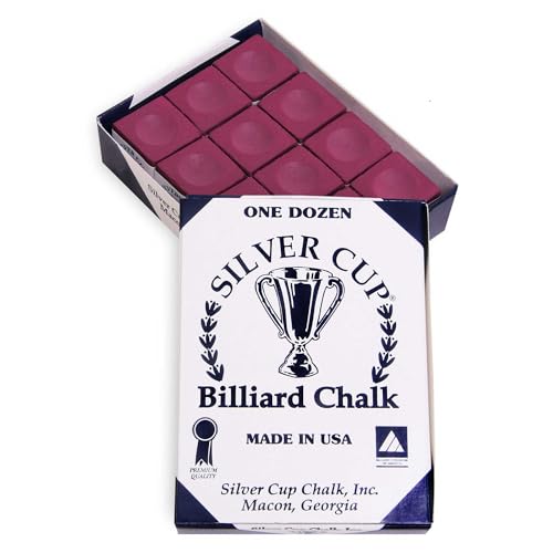 BILMAG Billard Zubehör Billardkreide Billard Chalk Silver Cup, 12er Pack, in 6 verschiedenen Farbvarianten (Burgund) von BILMAG