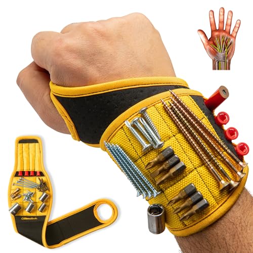 BINYATOOLS Magnetisches Armband mit super starken Magneten, hält Schrauben, Nägel, Bohrer Einzigartiges Handgelenkbandage-Design, Cooles handliches Geschenk für Väter, Elektriker, Bauunternehmer von BINYATOOLS