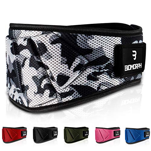 BIOMORPH Neopren Gewichthebergürtel für Krafttraining, Powerlifting, Bodybuilding, Crossfit für Damen und Herren (Camo, M) von BIOMORPH