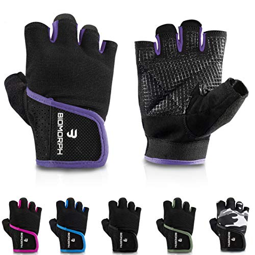 BIOMORPH Trainingshandschuhe für Damen und Herren I Fitness Handschuhe für Krafttraining, Bodybuilding, Crossfit (Violett, 25,5cm - 27,5cm - XXL) von BIOMORPH