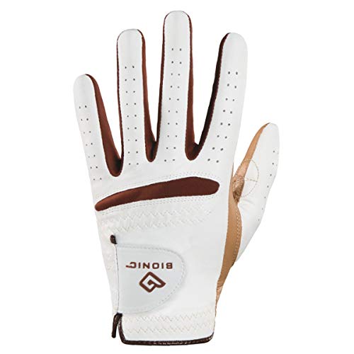 BIONIC Damen Golfhandschuh RelaxGrip Linke Hand Golf Handschuh, weiß/Caramel, mittel von BIONIC