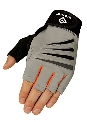 BIONIC Glove Herren Cross-Training Fingerlose Handschuhe mit Natural Fit Technologie, Grau/Orange (Paar), Größe L von BIONIC