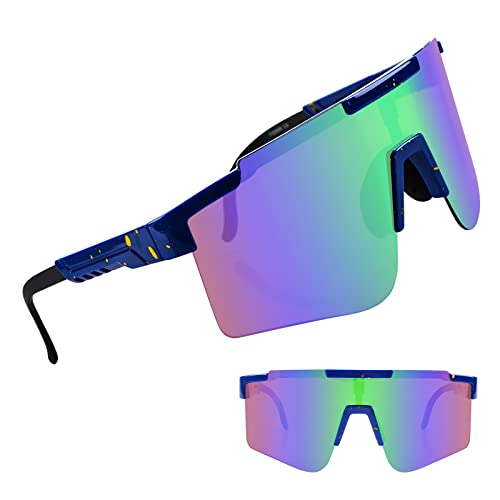 BIQIQI Fahrradbrille, Sonnenbrille Herren Damen Sportbrille Fahrrad Brille UV400 Schutzbrille Schnelle Brille Rave Brille Radsportbrille für Outdooraktivitäten Wie Radfahren Laufen Glof Ski (A12) von BIQIQI