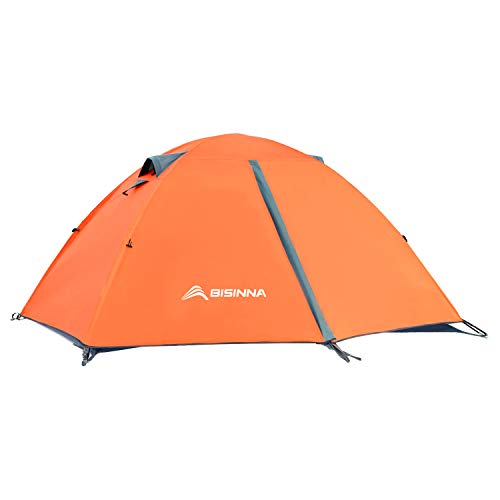 BISINNA Zelt 2 Personen Camping Zelt Einfach Aufzubauen Kuppelzelt 3 Saison Outdoor-Zelt für Familien,Camping,Trecking und Touren (Orange) von BISINNA