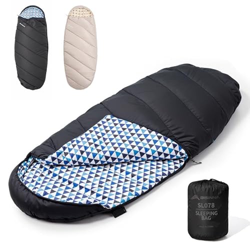 BISINNA XL Schlafsack 3~4 Jahreszeiten Flanell Schlafsack für Erwachsene Wasserdicht Schlafsäcke Winter Warm Perfekt für Camping, Indoor, Outdoor und Kaltes Wetter. (Black, 1.6kg) von BISINNA