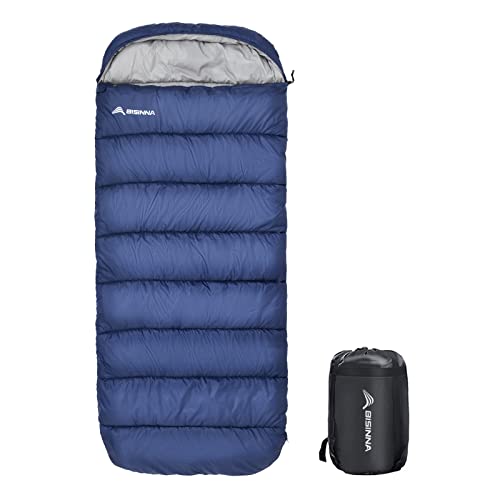 BISINNA XXL-Schlafsack (230 x 100 cm) für große und große Erwachsene, 3–4 Jahreszeiten, Übergröße, warm und bequem, wasserdicht, leicht, ideal für Camping, Rucksackreisen, Wandern, drinnen und draußen von BISINNA