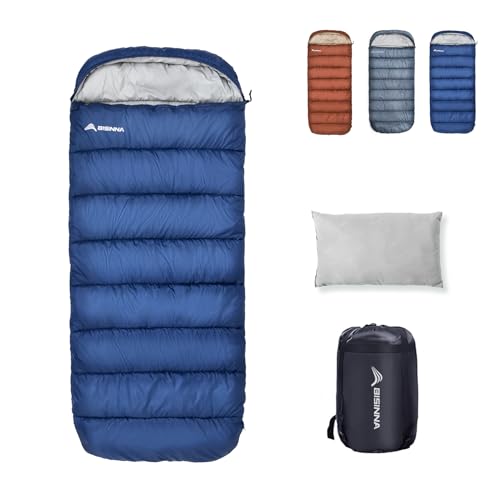 BISINNA Plus Size Wide Schlafsack für große Erwachsene, 3-4 Jahreszeiten Schlafsack Winter Outdoor Warmer Deckenschlafsack, XXL Camping Schlafsack beim Camping von BISINNA