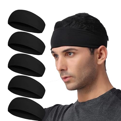 5 Stück Lauf-Stirnband, Schweißband, Sport-Stirnbänder zum Laufen, Radfahren, Fußball, Yoga, Haarband für Damen und Herren von BISMAADH