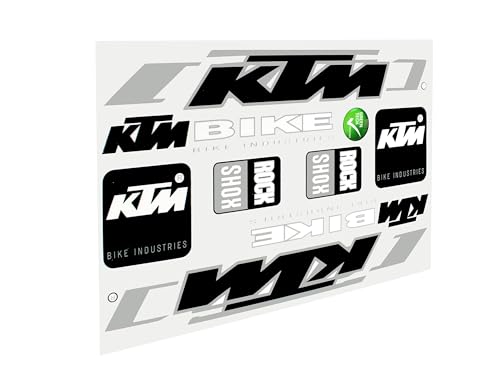 9 Aufkleber für KTM Bike Industries, Logo Sticker auf Bogen 17,2 x 24,8cm, Farbe Silber, Fahrrad, E-Bike von BISOMO