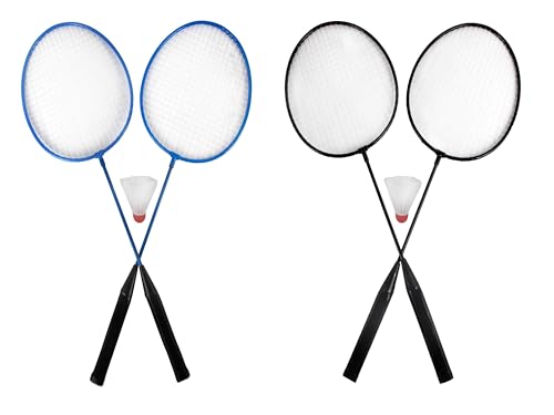 BISOMO Federball-Set, Badminton Set 3-teilig, 2 Federballschläger, Badmintonschläger + Federball Shuttle, Federballset von BISOMO