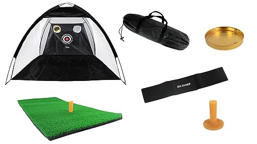 BISOMO Golf Trainingsset, Golf Training, mit Rasenstück, Golfball-Tee und Zelt Auffangnetz in praktischer Tasche von BISOMO