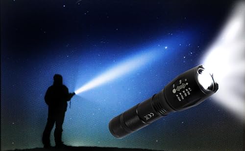 BISOMO Ultra helle Power Taschenlampe mit COB LED 5in1, SOS Funktion, Strobe-Modus Blendfunktion, 2000x Zoom, Alu von BISOMO