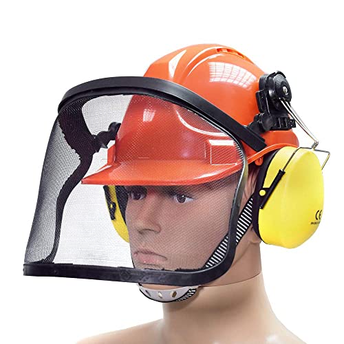 BITUXX® Forstschutzhelm Arbeitsschutzhelm Sicherheitshelm Helm Bauhelm Schutzhelm mit Visier Gesichtsschutz und Gehörschutz von BITUXX