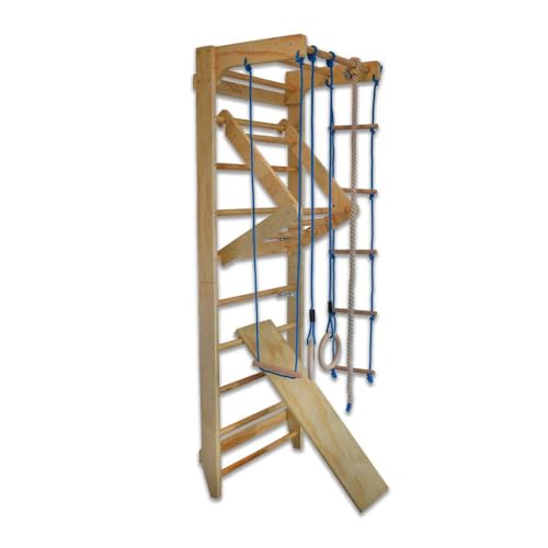 Bituxx Kletterwand Maxi Turnwand Klettergerüst Turngerät mit 10 Sprossen bis 120Kg und Variabler Klimmzugstange Turnringen Kletterseil Bituxx Kletterwand Maxi Turnwand Klettergerüst Turngerät mit 10 Sprossen bis 120Kg und Variabler Klimmzugstange Turnringen Kletterseil von BITUXX