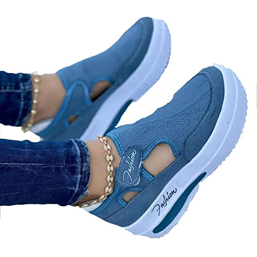 BIUBIULOVE 2022 Frühling Turnschuhe Frauen Casual Atmungsaktive Sportschuhe, Freizeitschuhe Bequeme Segeltuchschuhe Damen Mode Trainer Mesh Schuhe (Blau,39 EU) von BIUBIULOVE