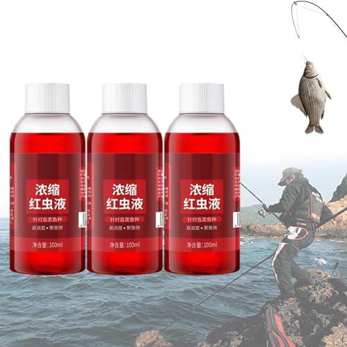 Red 40 Fishing Liquid, 2024 New Red Ink Fishing, Fischlockstoffe Mit Rotem Wurmduft Für Köder, Starker Fischlockstoff, Fischköder, Köderlockstoffverstärker (3 STK) von BIUBIULOVE