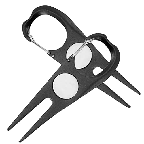 BIUDECO Mini-Multitool 2 Stücke Reparatur Golf Grün Gabel Herren Golfbälle Herren Dekor Golf Zeug Für Männer Magnetische Golfmarker Golf Trainingshilfe Mann Schwarze Magnetische Kugel von BIUDECO