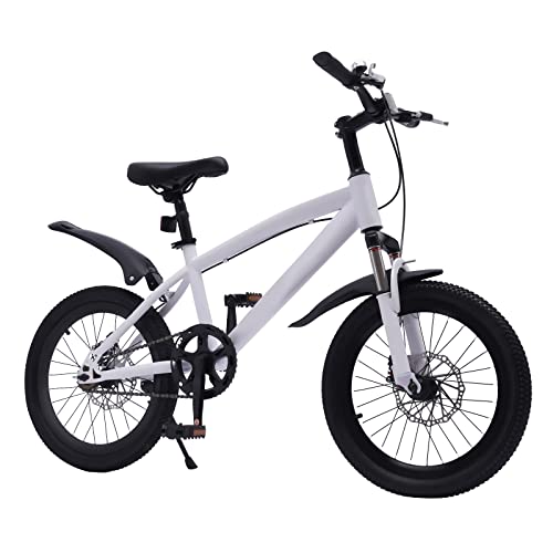 BJTDLLX Kinderfahrrad 18 Zoll Jungen | Fahrrad Kinder für Jungen und Mädchen ab 5 Jahre | 18 Zoll Kinderfahrrad für 125-140 cm Mädchen | mit Bremse und Taschenlampe | EU Stock (Weiß) von BJTDLLX