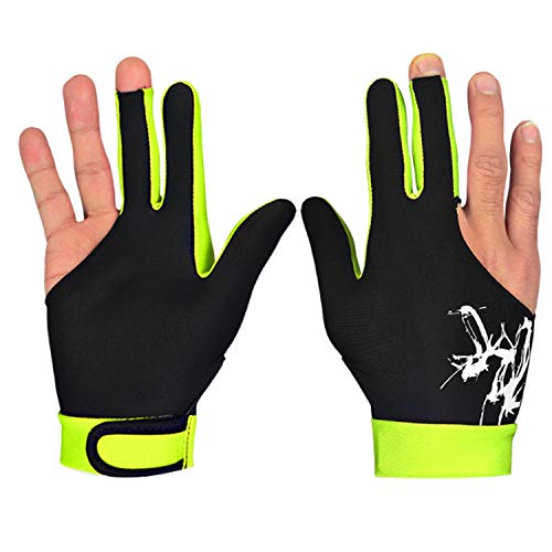 BJTYHT Übungshandschuhe 3 Finger Zeigen Handschuhe for Billard-Shooter Snooker Cue Sporthandschuhe - Tragen Sie die rechte oder Linke Hand, 1 Paar (Color : Yellow, Size : L) von BJTYHT