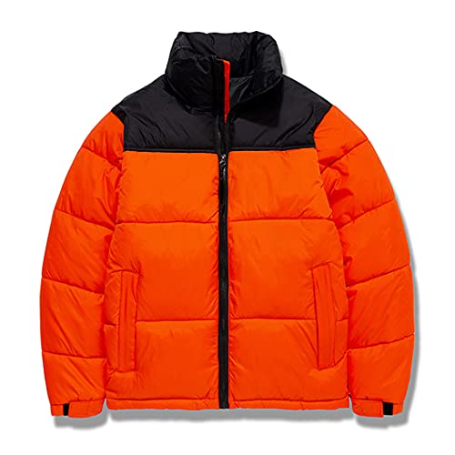 Herren Winter Daunenjacke Baumwolle Stehkragen Warm Wasserdicht Reißverschluss Mantel Orange 5XL von BKDTDYL