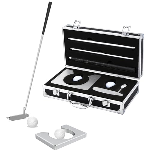 BKF Premium-Golfgeschenke für Herren, Golf-Putterschläger-Set mit tragbarer Hülle, Bälle, Mini-Lochbecher für Reisen, Indoor/Outdoor, Putting-Übung, einzigartiges Golf-Zubehör für Männer von BKF
