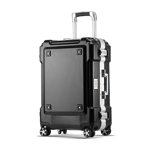 BKRJBDRS Koffer Gepäck Aluminiumrahmen Trolley-Koffer Trolley-Koffer Reisekoffer Stilvoller, einfacher Gepäck-Boarding-Koffer mit Wasserbecherhalter von BKRJBDRS