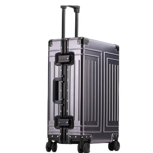 BKRJBDRS Koffer Trolley aus Aluminium-Magnesium-Legierung, Universalrad, Metallkoffer, tragbar, komplett aus Aluminium von BKRJBDRS