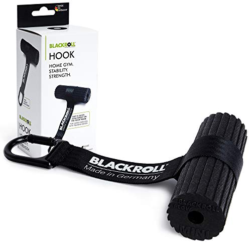 BLACKROLL® Hook Türanker, praktisches Zubehör für Fitnessbänder, vielseitig einsetzbarer Türanker für Fitnessband, ideal für zu Hause & Urlaub, mit Mini Flow Faszienrolle, Made in Germany, Schwarz von BLACKROLL