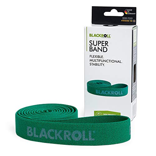 BLACKROLL® SUPER Band (104 cm), Gymnastikband zur Kräftigung der Muskeln, Widerstandsband aus hautfreundlichen Textilien, waschbares Fitnessband, mittlerer Widerstand (6,3 kg), Made in Germany, Grün von BLACKROLL