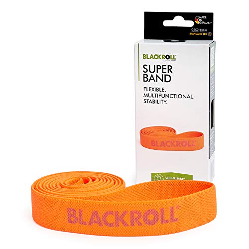 BLACKROLL® SUPER Band (104 cm), Gymnastikband zur Kräftigung der Muskeln, Widerstandsband aus hautfreundlichen Textilien, waschbares Fitnessband, Leichter Widerstand (3,8 kg), Made in Germany, Orange von BLACKROLL