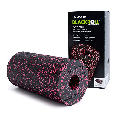 BLACKROLL® STANDARD Faszienrolle (30 x 15 cm), Fitness-Rolle zur Selbstmassage von Rücken und Beine, effektive Massagerolle für funktionales Training, mittlere Härte, Made in Germany, Schwarz/Pink von BLACKROLL