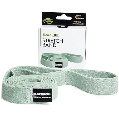 BLACKROLL® Stretch Band (100 cm), Fitnessband für das Mobilitätstraining, Flexibles Gymnastikband mit Schlaufen, hautfreundliches Stretchband, ideal für Yoga, Made in Germany, Balanced Green von BLACKROLL